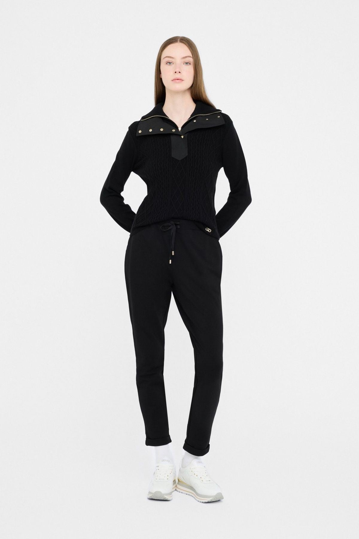 Liu Jo Grafik Örgü Dik Yaka Triko