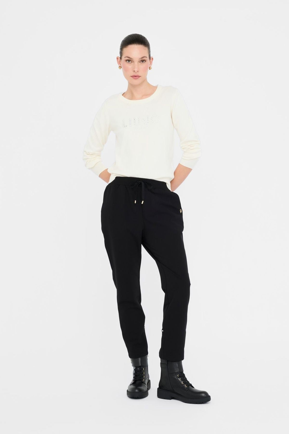 Liu Jo Paçası İnci Detaylı Beli Lastikli Kumaş Pantolon