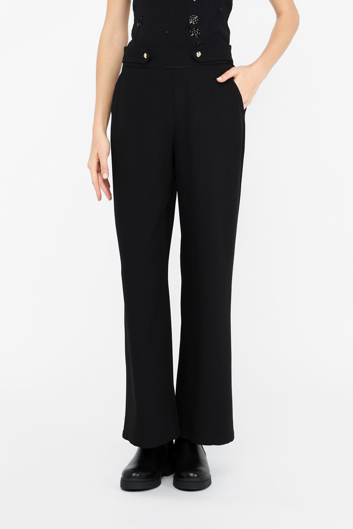 Liu Jo Beli Lastikli Krep pantolon