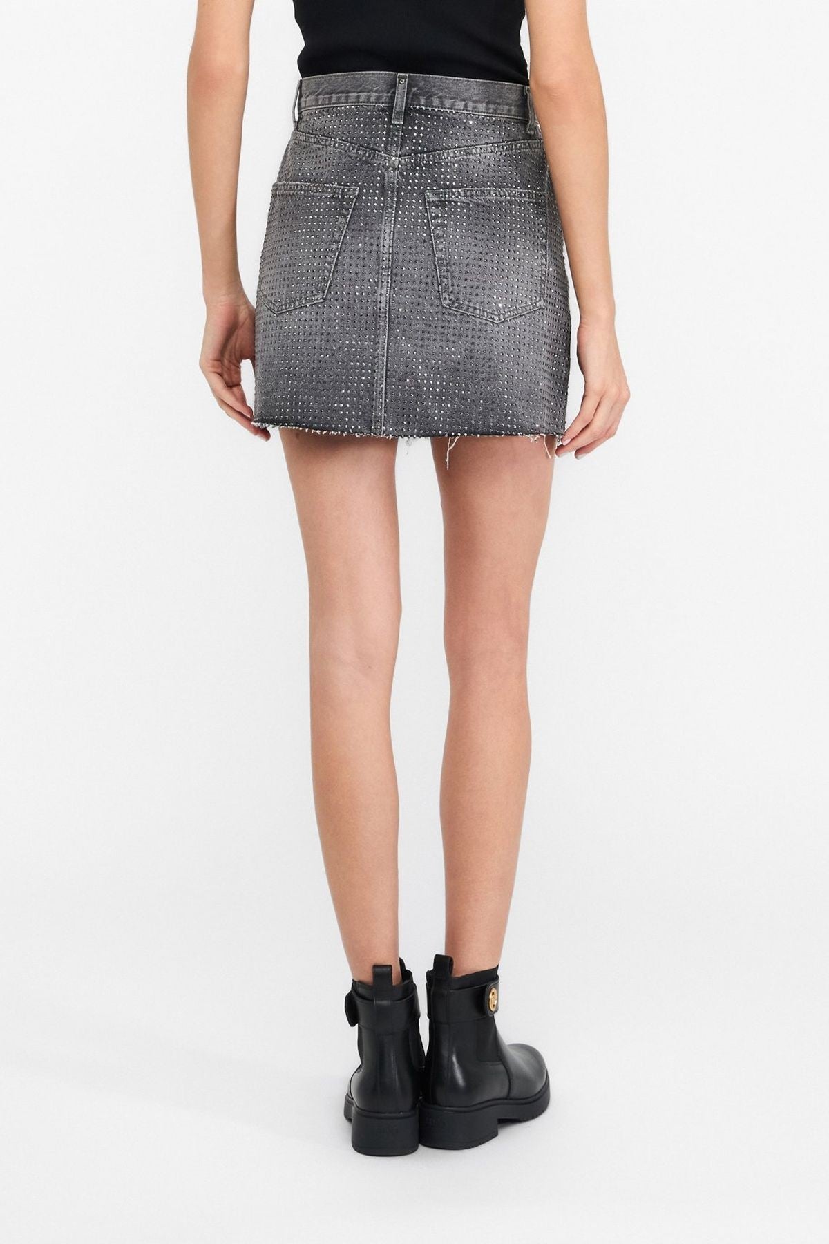 Liu Jo Gri Taşlı Mini Jean Etek