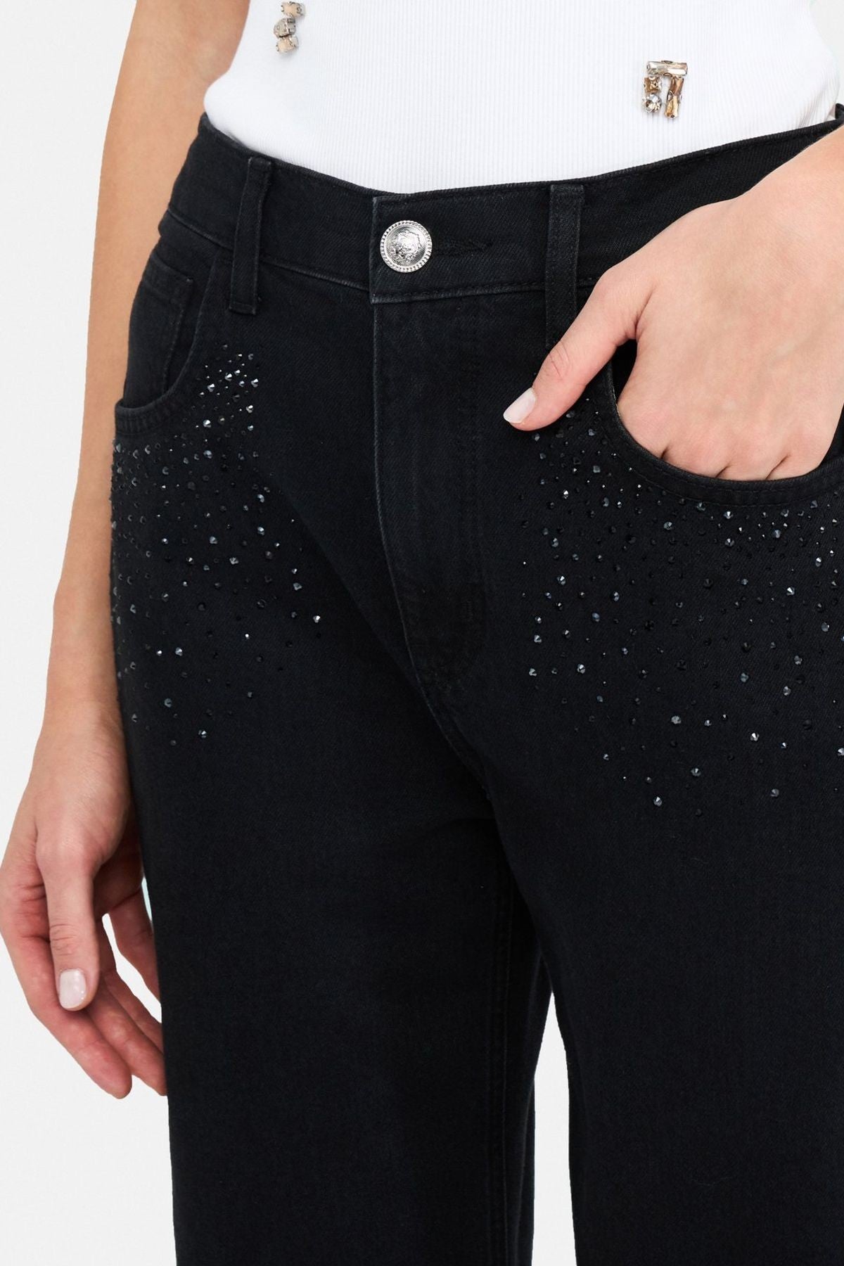 Liu Jo Cepleri Taşlı Boyfriend Jean