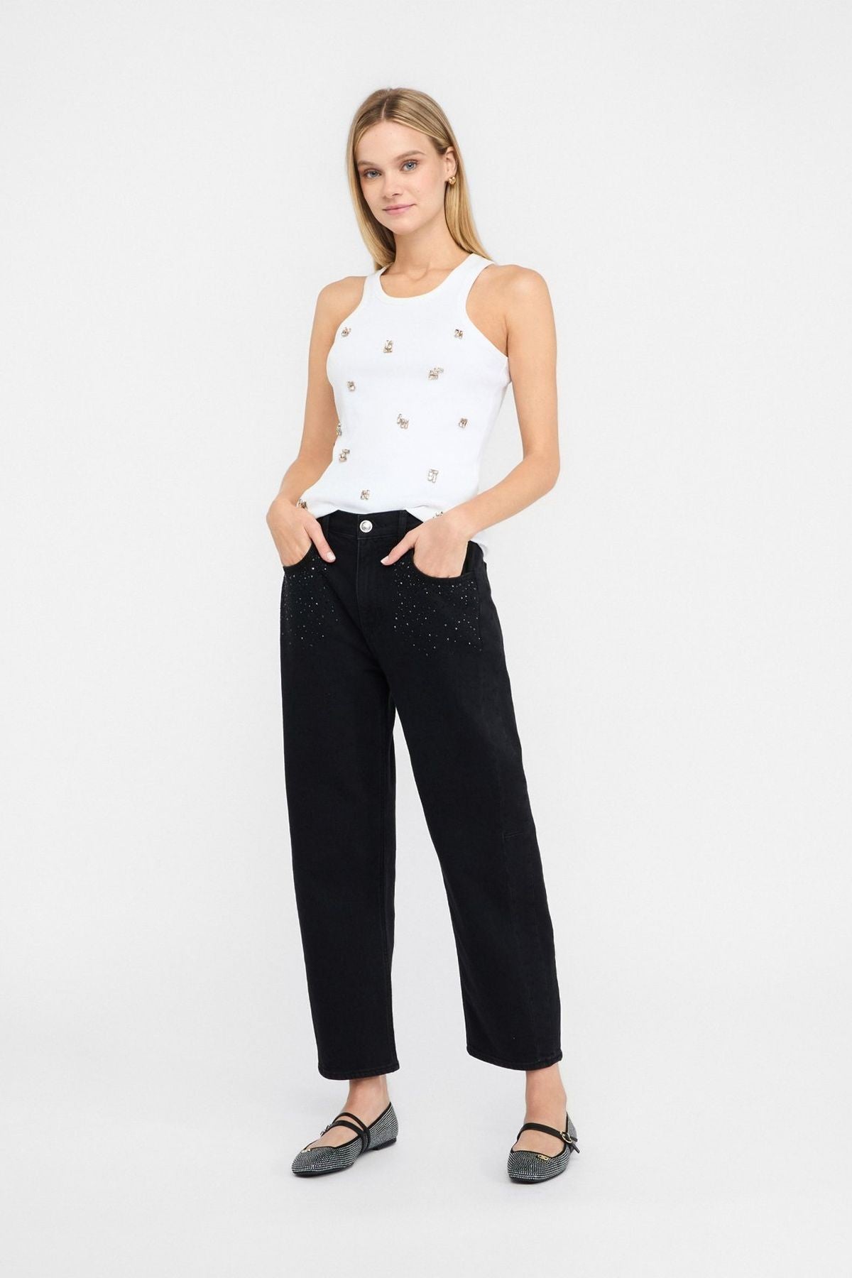 Liu Jo Cepleri Taşlı Boyfriend Jean