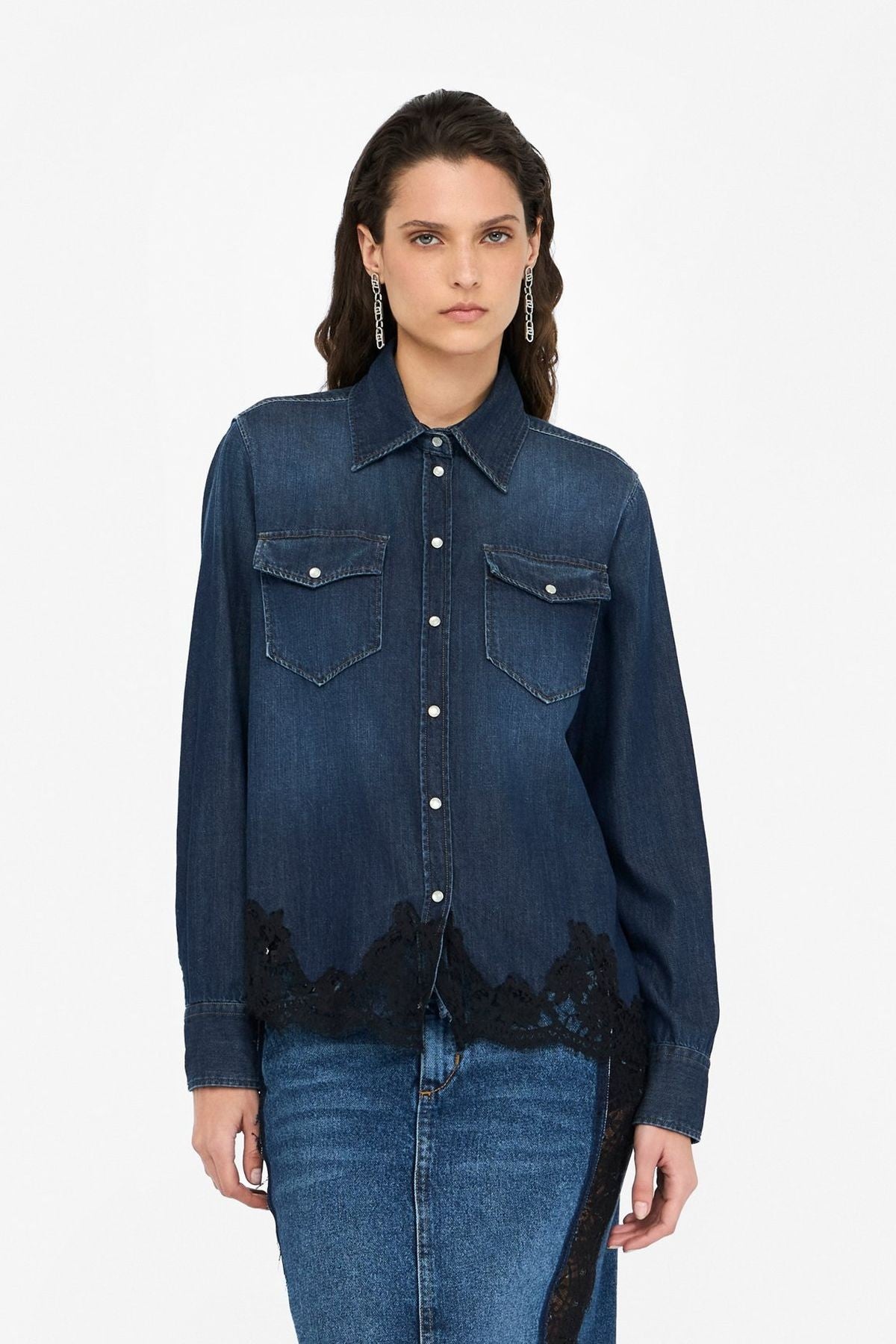 Liu Jo Dantelli Denim Gömlek