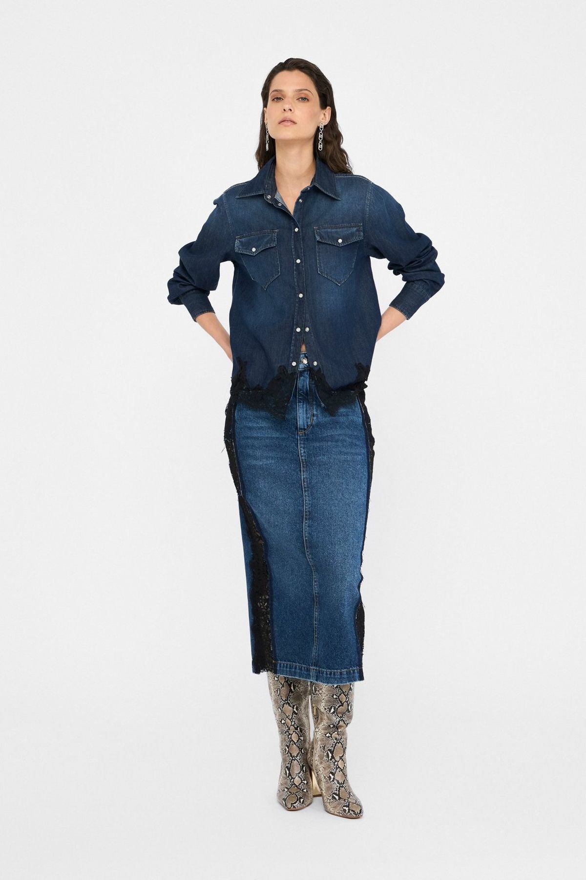 Liu Jo Dantelli Denim Gömlek