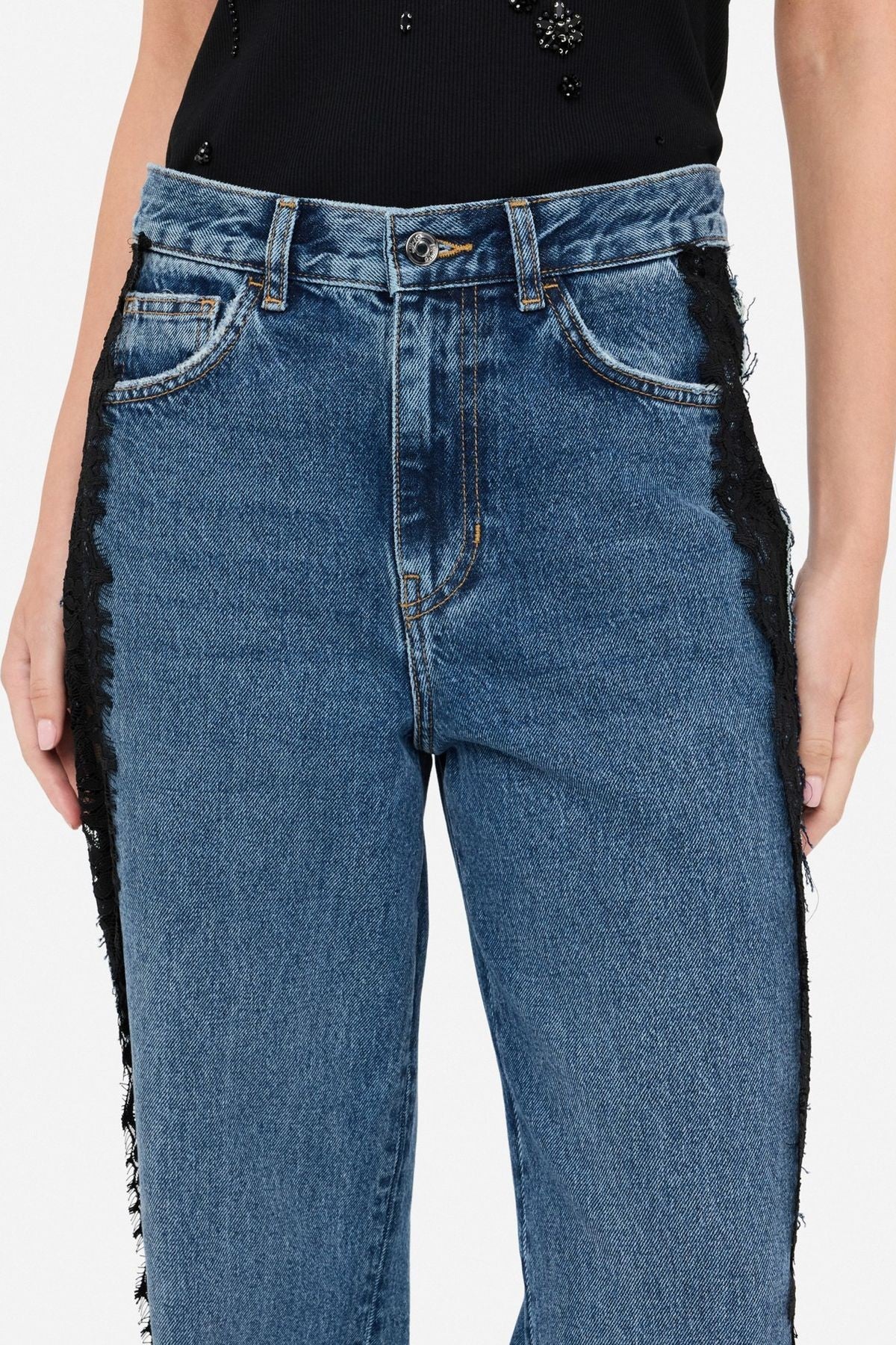 Liu Jo Düz Kesim Yanı Dantelli Jean