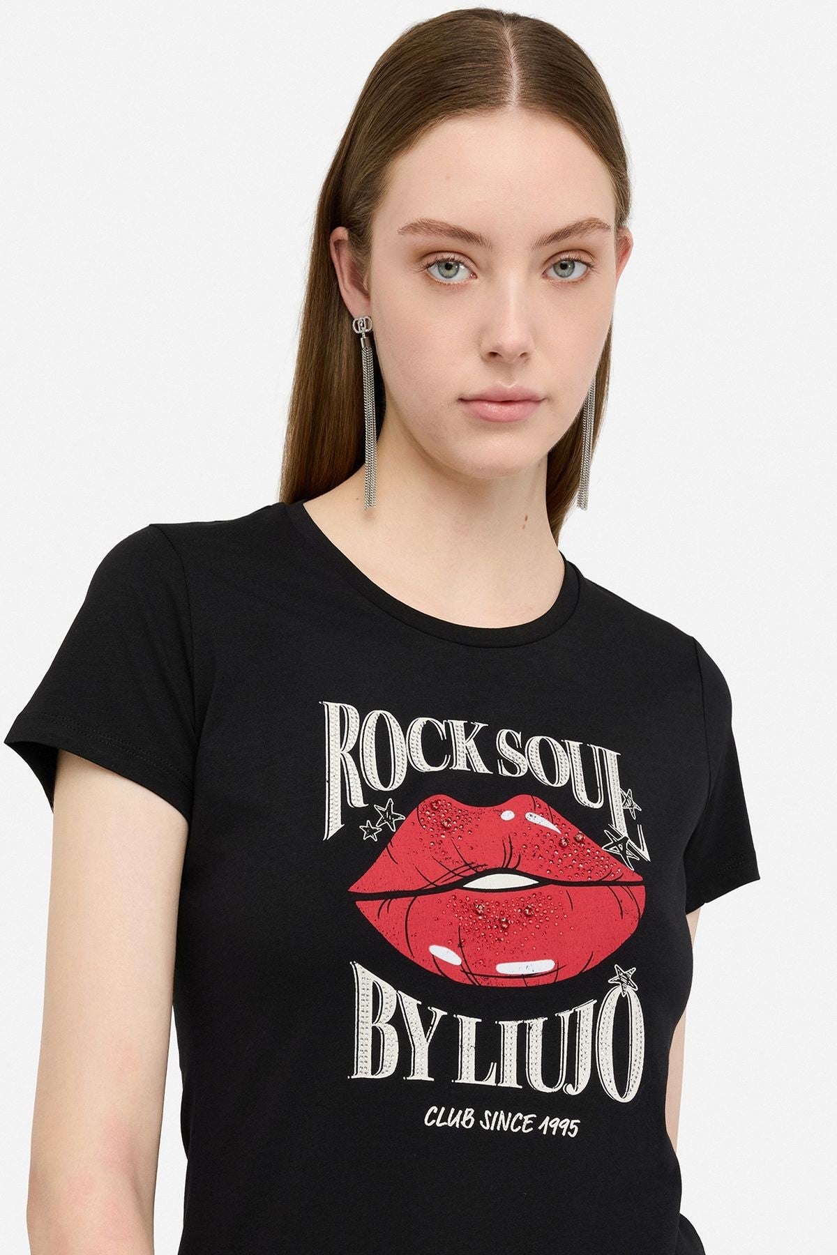 Liu Jo Siyah Rock Soul Baskılı T.shirt